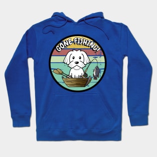 Cute white dog has gone fishing Hoodie